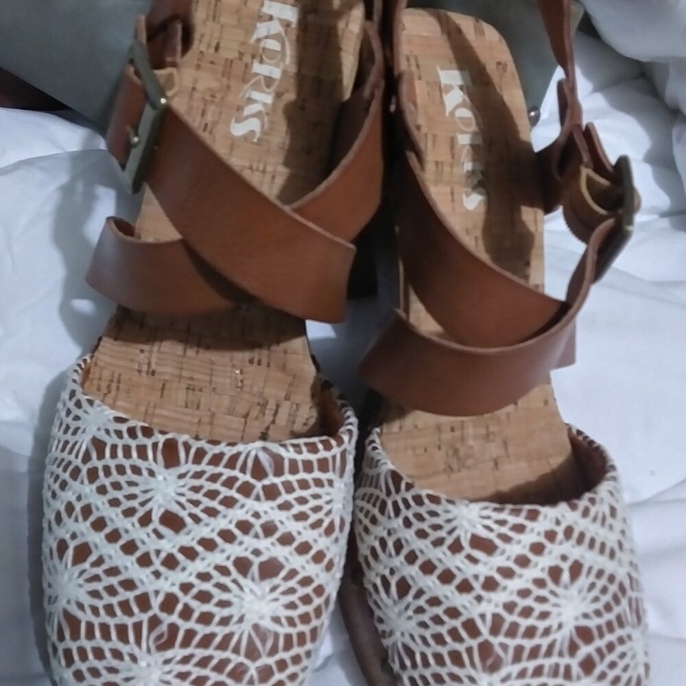 Women's KORKS, Wendy Clog White FABRIC-AND-SYNTHETIC sz 9M
